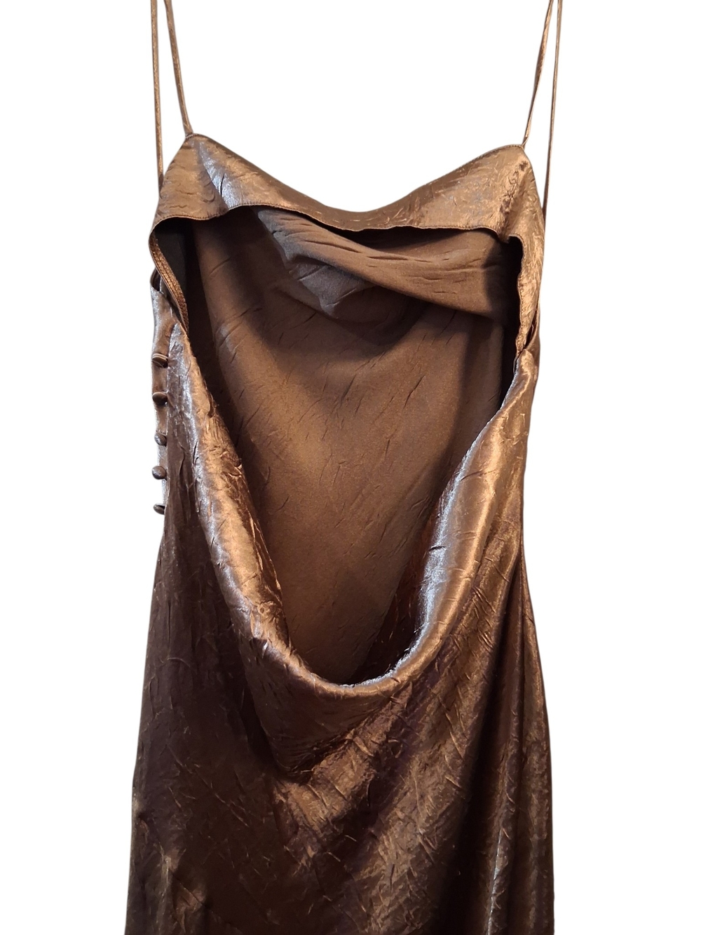 Zara Copper Satin Cowl-Neck Maxi Slip Dress - Picture 6 of 8